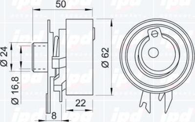 IPD 14-0095 - Натяжной ролик, зубчатый ремень ГРМ autospares.lv