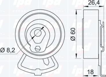 IPD 14-0030 - Натяжной ролик, зубчатый ремень ГРМ autospares.lv