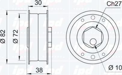 IPD 14-0775 - Натяжной ролик, зубчатый ремень ГРМ autospares.lv