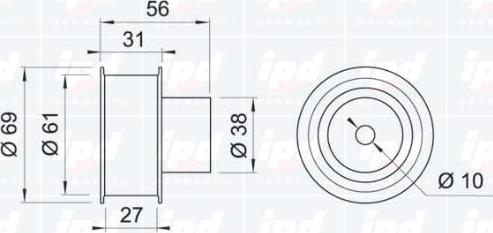 IPD 15-0906 - Направляющий ролик, зубчатый ремень ГРМ autospares.lv