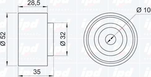 IPD 15-0555 - Направляющий ролик, зубчатый ремень ГРМ autospares.lv