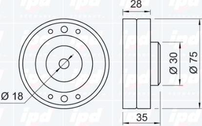 IPD 15-0104 - Направляющий ролик, зубчатый ремень ГРМ autospares.lv