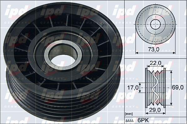 IPD 15-3906 - Ролик, поликлиновый ремень autospares.lv