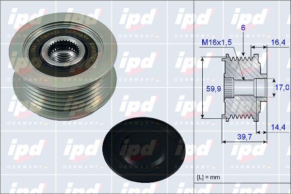 IPD 15-3893 - Шкив генератора, муфта autospares.lv