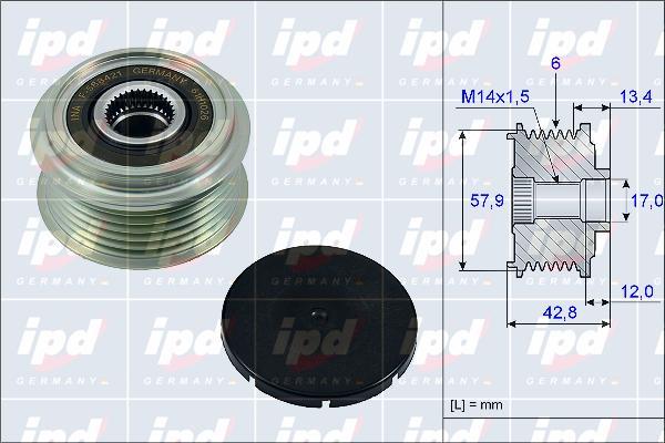 IPD 15-3892 - Шкив генератора, муфта autospares.lv