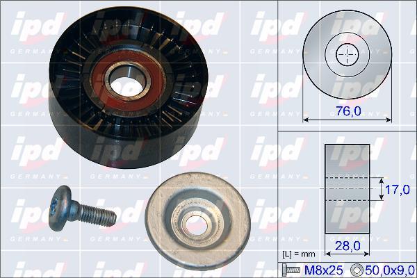 IPD 15-3889 - Ролик, поликлиновый ремень autospares.lv