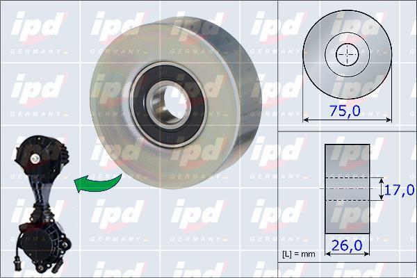 IPD 15-3875 - Ролик, поликлиновый ремень autospares.lv