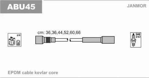 Janmor ABU45 - Комплект проводов зажигания autospares.lv