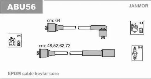 Janmor ABU56 - Комплект проводов зажигания autospares.lv