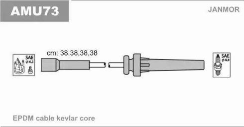 Janmor AMU73 - Комплект проводов зажигания autospares.lv