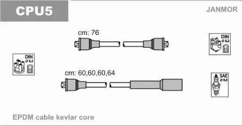 Janmor CPU5 - Комплект проводов зажигания autospares.lv