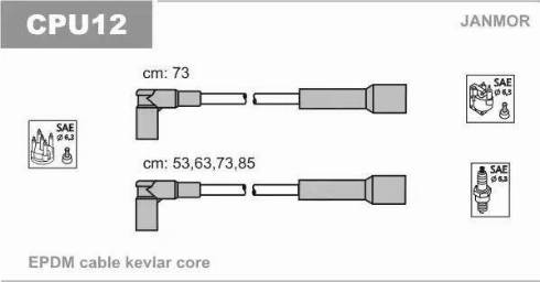 Janmor CPU12 - Комплект проводов зажигания autospares.lv