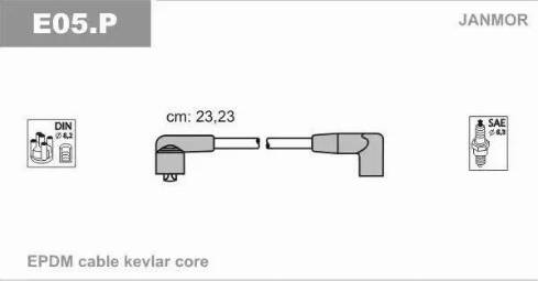 Janmor E05.P - Комплект проводов зажигания autospares.lv