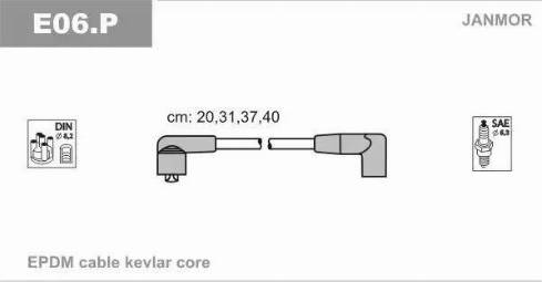 Janmor E06.P - Комплект проводов зажигания autospares.lv