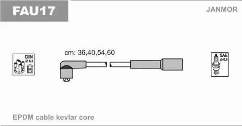 Janmor FAU17 - Комплект проводов зажигания autospares.lv