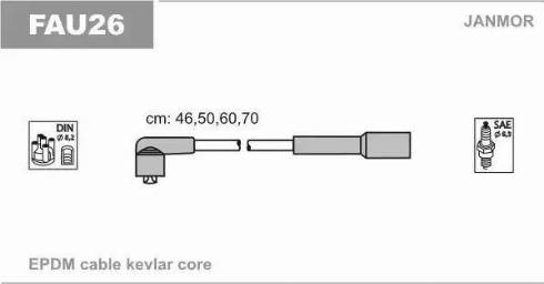 Janmor FAU26 - Комплект проводов зажигания autospares.lv