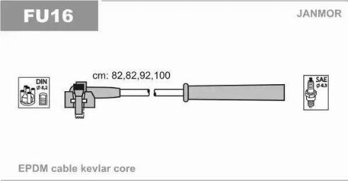 Janmor FU16 - Комплект проводов зажигания autospares.lv