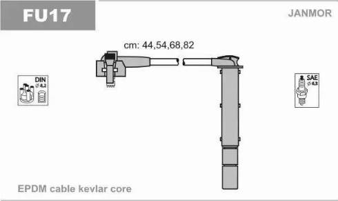 Janmor FU17 - Комплект проводов зажигания autospares.lv