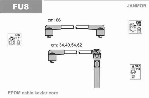 Janmor FU8 - Комплект проводов зажигания autospares.lv