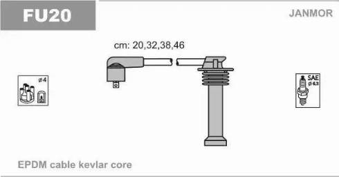 Janmor FU20 - Комплект проводов зажигания autospares.lv