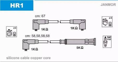 Janmor HR1 - Комплект проводов зажигания autospares.lv