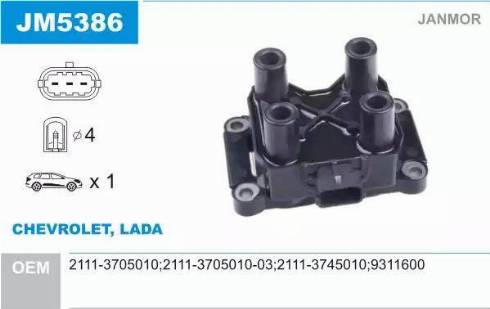 Janmor JM5386 - Катушка зажигания autospares.lv