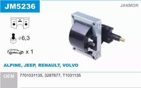 Janmor JM5236 - Катушка зажигания autospares.lv