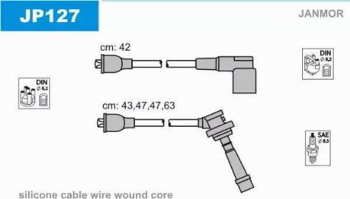 Janmor JP127 - Комплект проводов зажигания autospares.lv