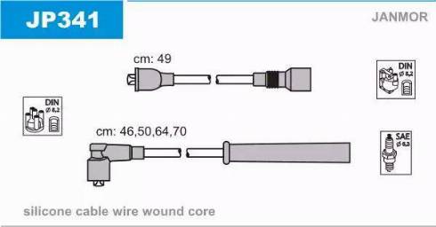 Janmor JP341 - Комплект проводов зажигания autospares.lv