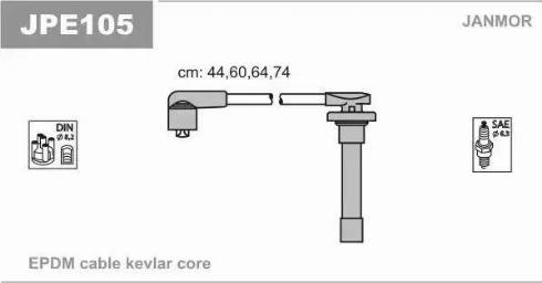 Janmor JPE105 - Комплект проводов зажигания autospares.lv