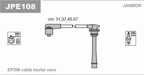 Janmor JPE108 - Комплект проводов зажигания autospares.lv