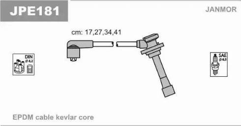 Janmor JPE181 - Комплект проводов зажигания autospares.lv