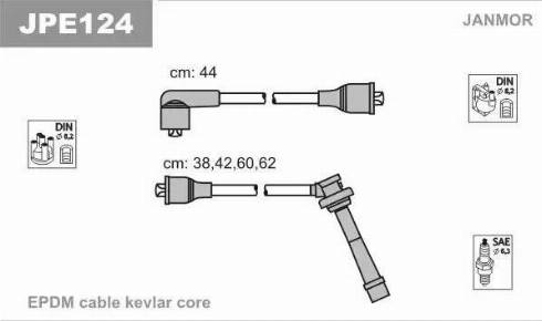 Janmor JPE124 - Комплект проводов зажигания autospares.lv