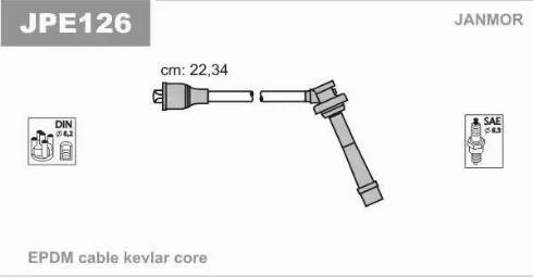 Janmor JPE126 - Комплект проводов зажигания autospares.lv