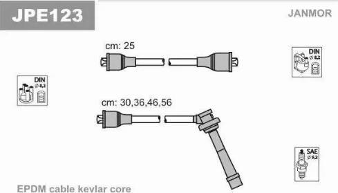 Janmor JPE123 - Комплект проводов зажигания autospares.lv