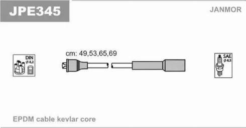 Janmor JPE345 - Комплект проводов зажигания autospares.lv