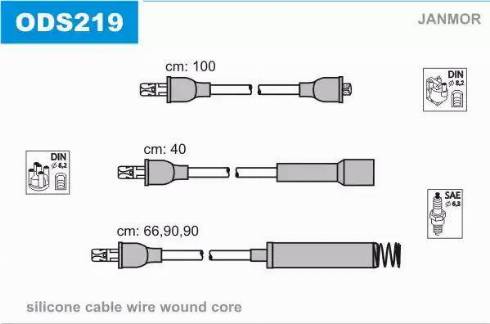 Janmor ODS219 - Комплект проводов зажигания autospares.lv