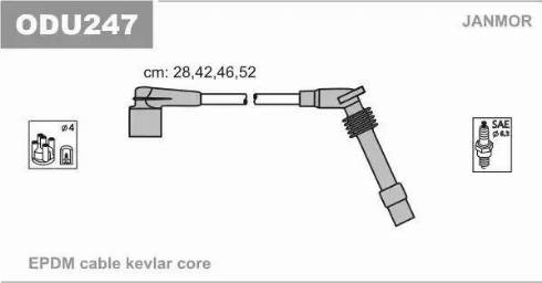 Janmor ODU247 - Комплект проводов зажигания autospares.lv