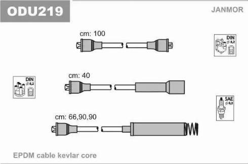 Janmor ODU219 - Комплект проводов зажигания autospares.lv