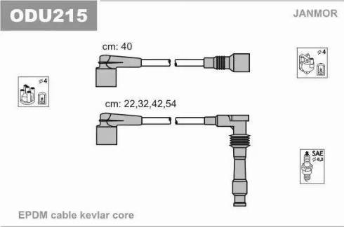 Janmor ODU215 - Комплект проводов зажигания autospares.lv