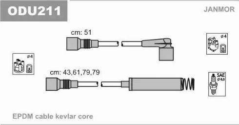 Janmor ODU211 - Комплект проводов зажигания autospares.lv