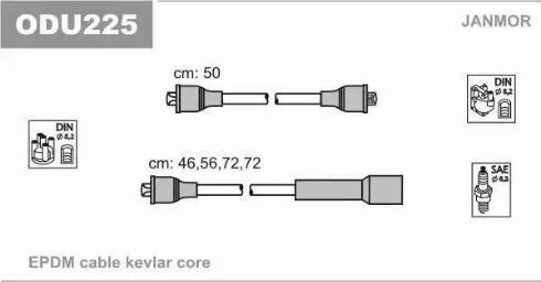 Janmor ODU225 - Комплект проводов зажигания autospares.lv