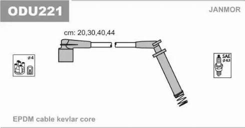 Janmor ODU221 - Комплект проводов зажигания autospares.lv