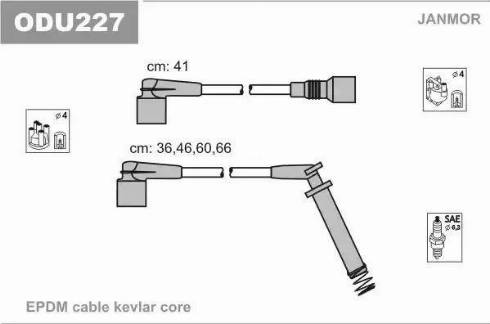 Janmor ODU227 - Комплект проводов зажигания autospares.lv