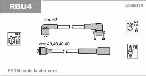 Janmor RBU4 - Комплект проводов зажигания autospares.lv