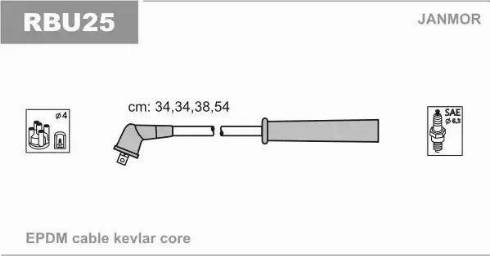 Janmor RBU25 - Комплект проводов зажигания autospares.lv