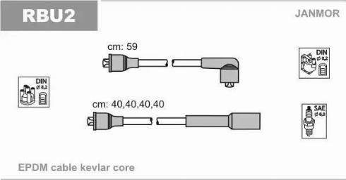 Janmor RBU2 - Комплект проводов зажигания autospares.lv