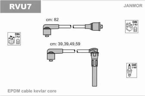 Janmor RVU7 - Комплект проводов зажигания autospares.lv
