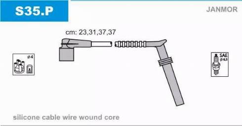 Janmor S35.P - Комплект проводов зажигания autospares.lv