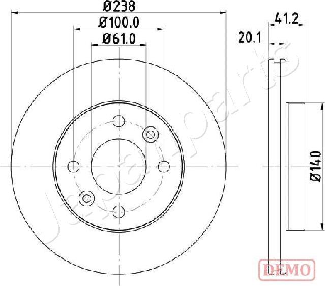 Japanparts DI-0708C - Тормозной диск autospares.lv